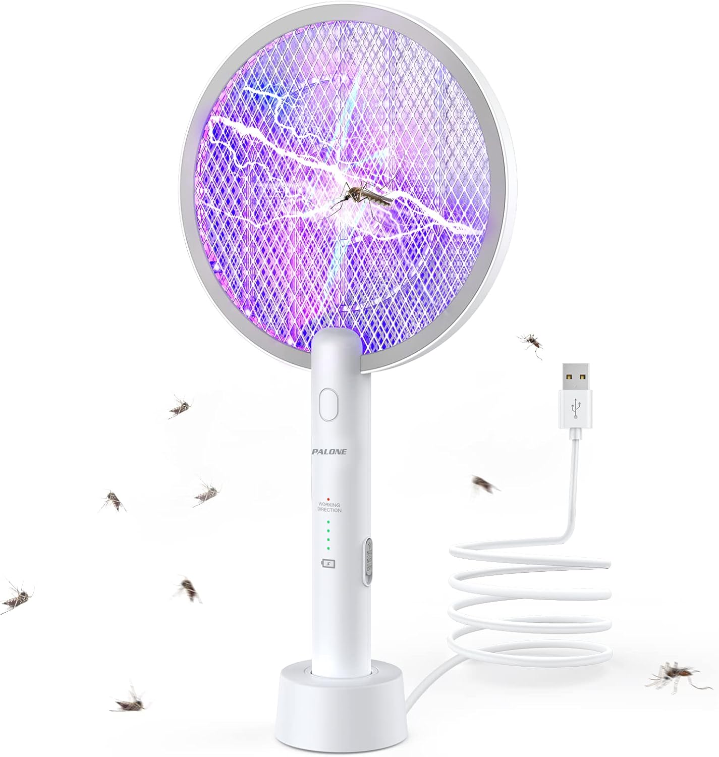 PALONE Electric Fly Swatter 3000V Bug Zapper Racket 2 in 1 Fly Swatter with 1200...