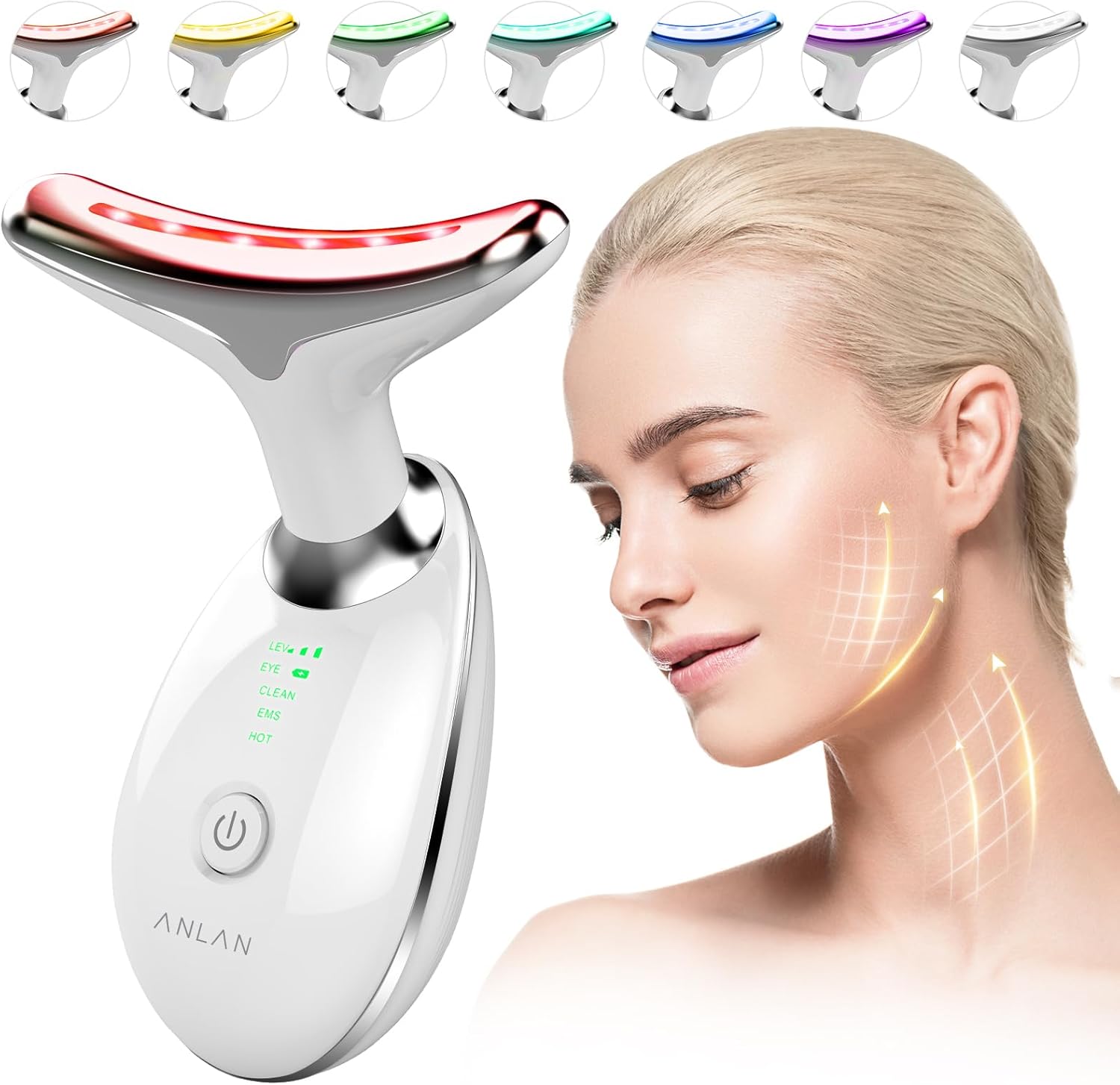 ANLAN Red Light Therapy Face Massager, Skin Face Lift Device with 7 Colors, 3 Mo...