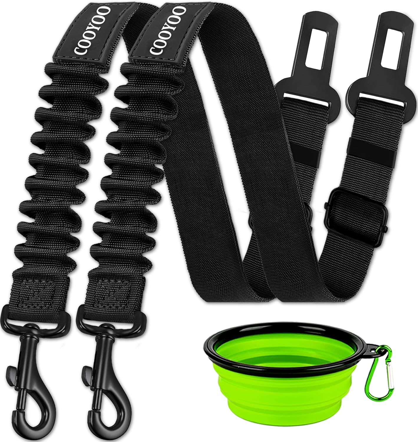 COOYOO Dog Seat Belt,3 Piece Set Retractable Dog Car Harness Adjustable Dog Seat...