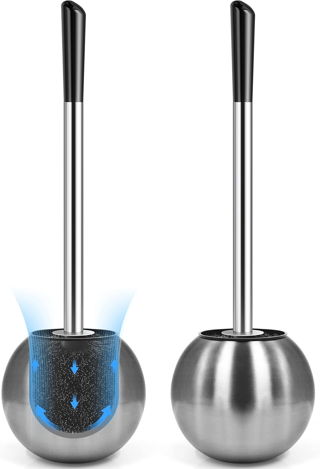 Toilet Brush and Holder 2 Pack, 304 Stainless Steel Toilet Brush with Extended a...