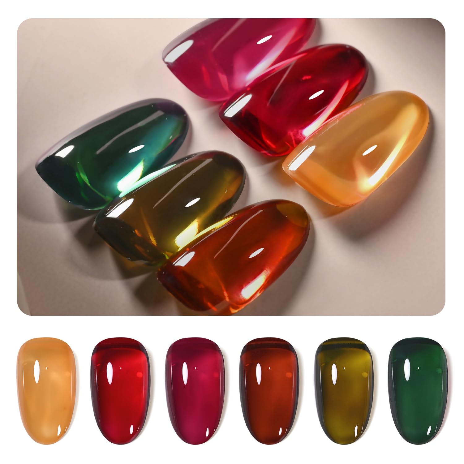 GAOY Wonder Color Gel Nail Polish, Jelly Red Green Brown Yellow Hot Pink Colors...