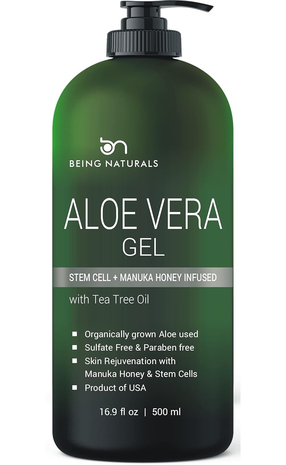 Aloe vera Gel - from 100% Pure Organic Aloe Infused with Manuka Honey, Stem Cell...