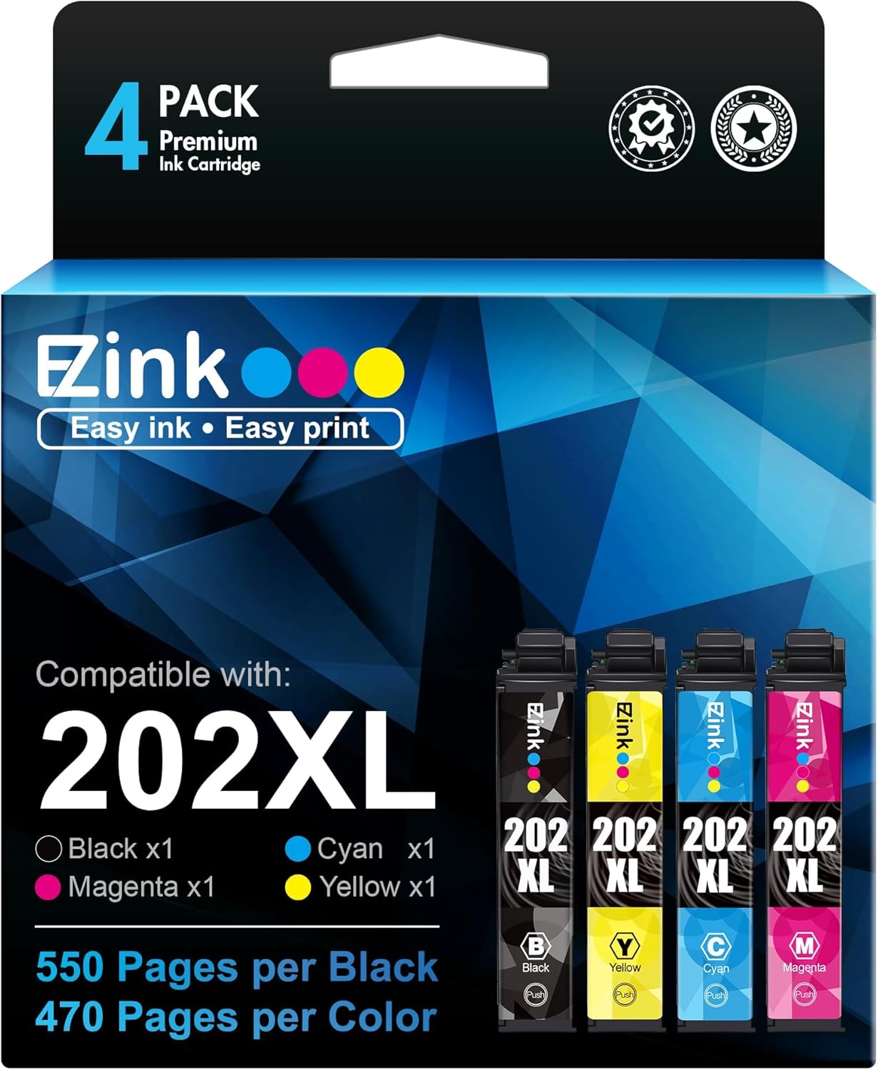 E-Z Ink Remanufactured Ink Cartridges Replacement for Epson 202 XL 202XL T202XL...