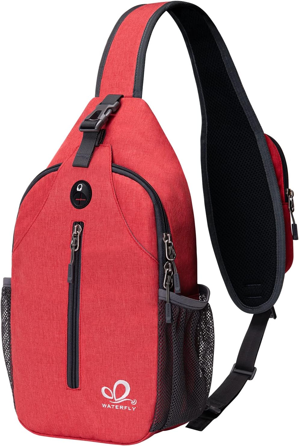 WATERFLY Crossbody Sling Backpack Sling Bag Travel Hiking Chest Bag Daypack Red