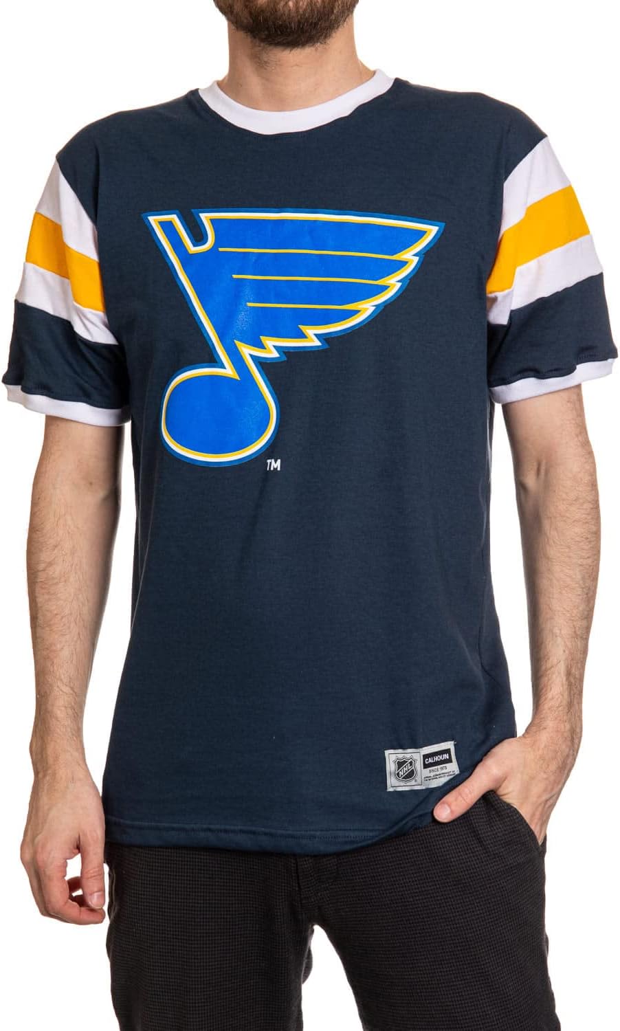Calhoun NHL Surf & Skate Mens Shoulder Stripe Varsity Inset Sleeve Retro Style T...
