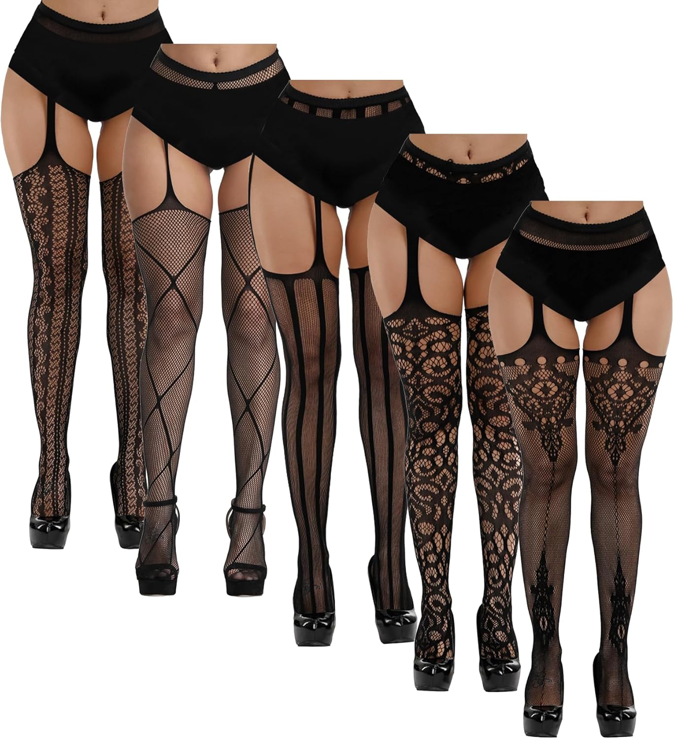 FULLSEXY Plus Size Fishnet Stockings, Fishnet Tights Thigh High Stockings Pantyh...