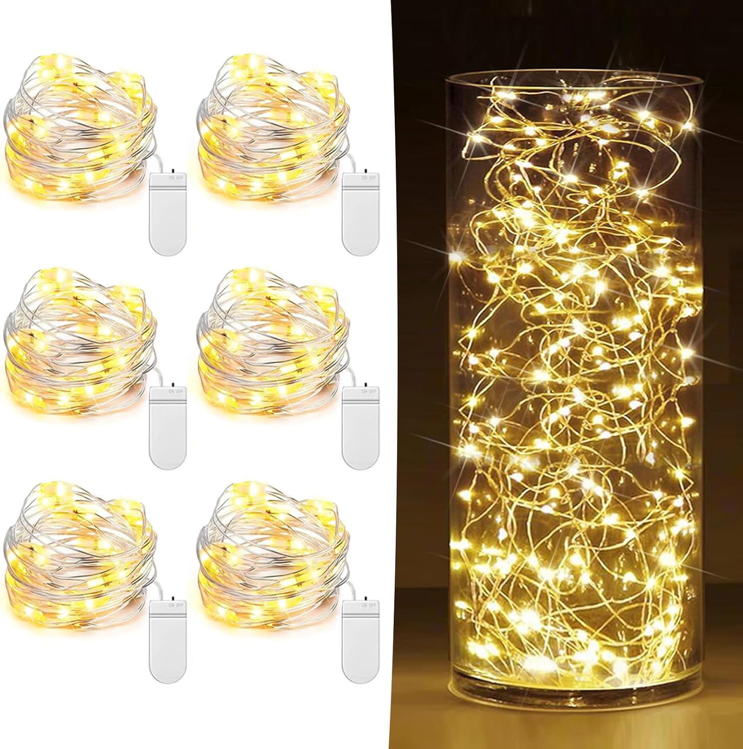 6 Pack Fairy Lights Battery Operated 7ft 20 LED Mini String Lights Twinkle Light...