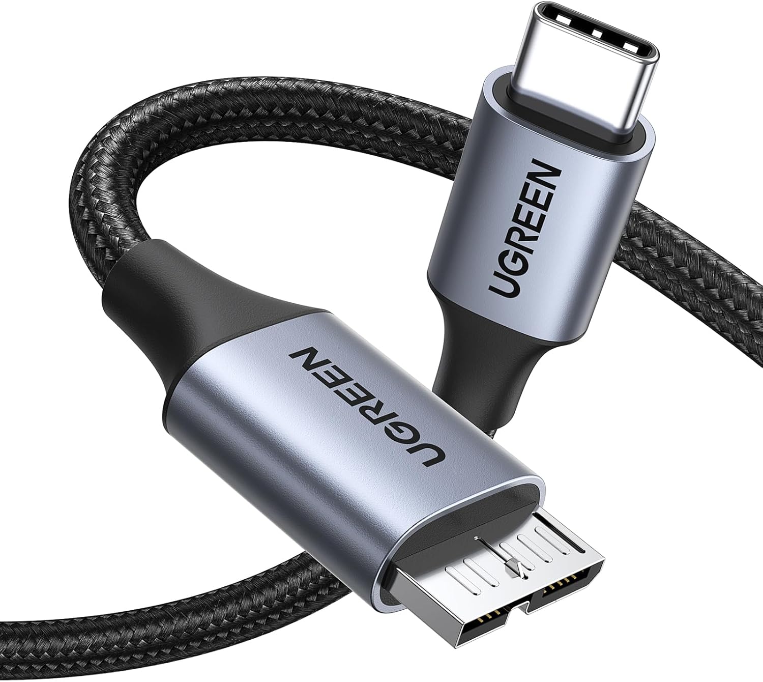 UGREEN 10 Gbps Micro B to USB C Hard Drive Cables, 1.5FT USB C to Micro B, Exter...