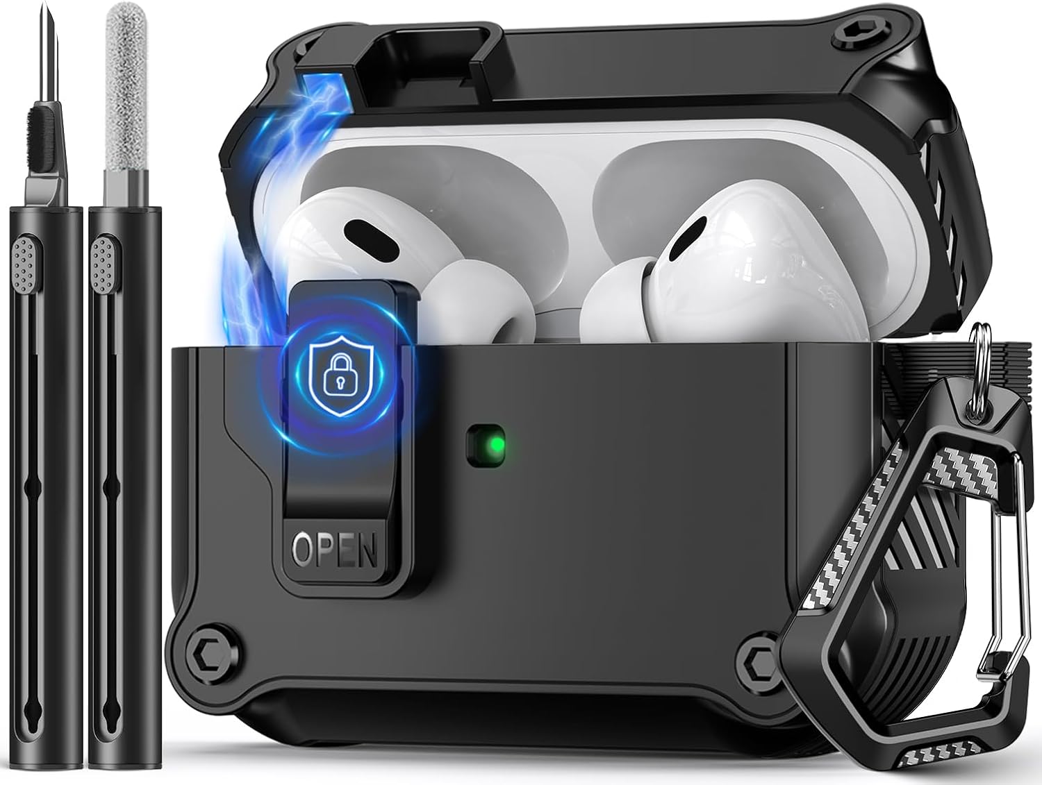 Compatible with AirPods Pro 2nd/1st Generation Case Cover,with Cleaner kit,Autom...