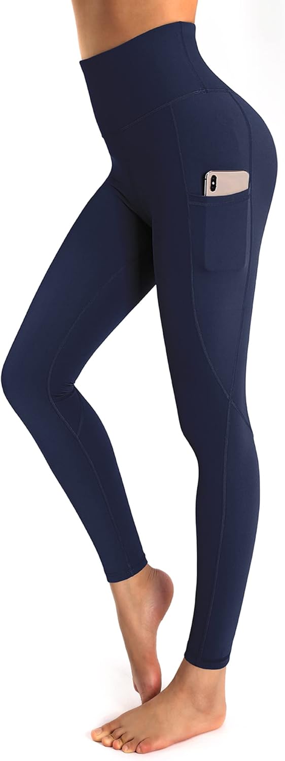 OUGES Womens High Waist Yoga Pants with Pockets Workout Running Gym Leggings