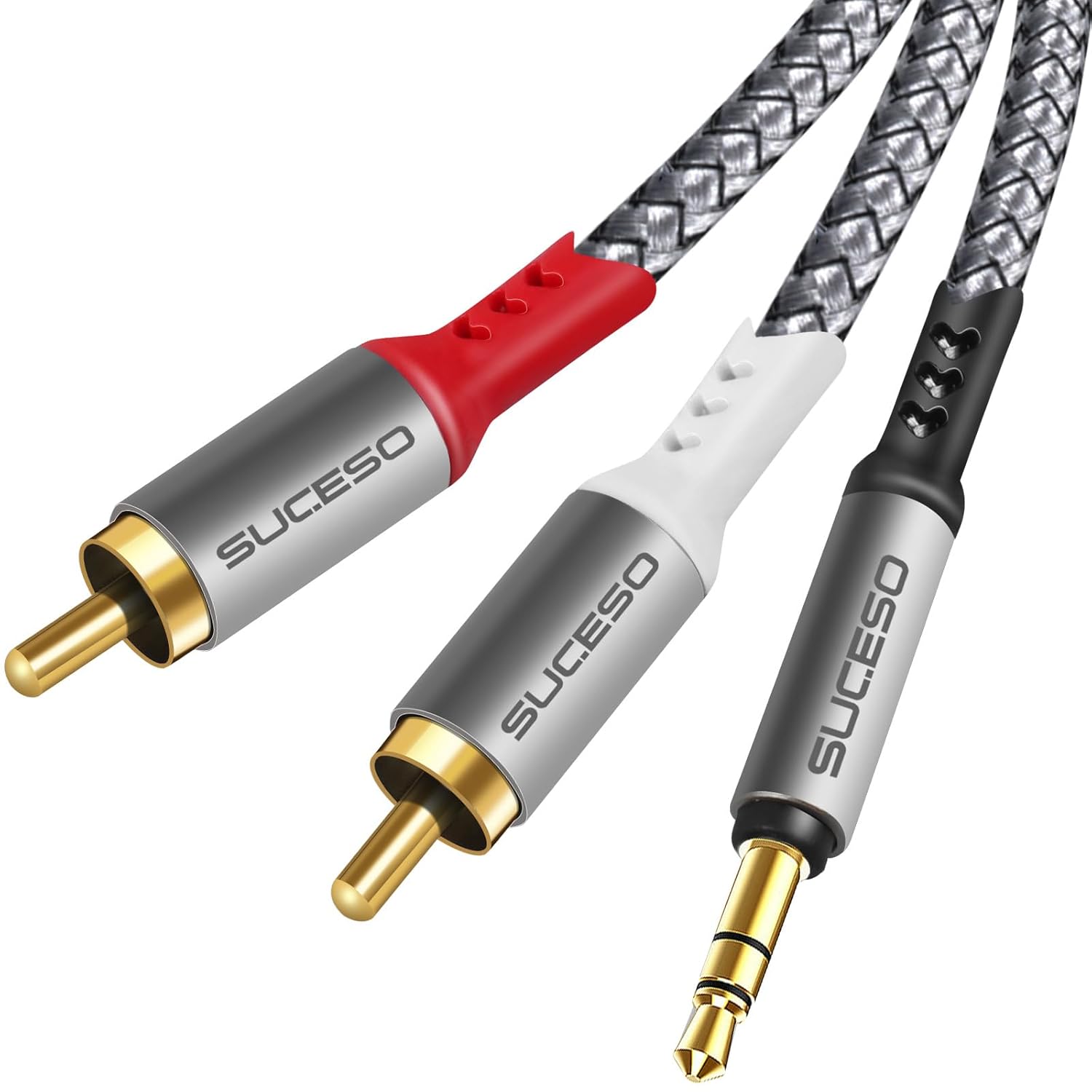 SUCESO Phono to 3.5mm Jack Cable 2x RCA to 3.5mm Male Headphone Mini Jack Stereo...