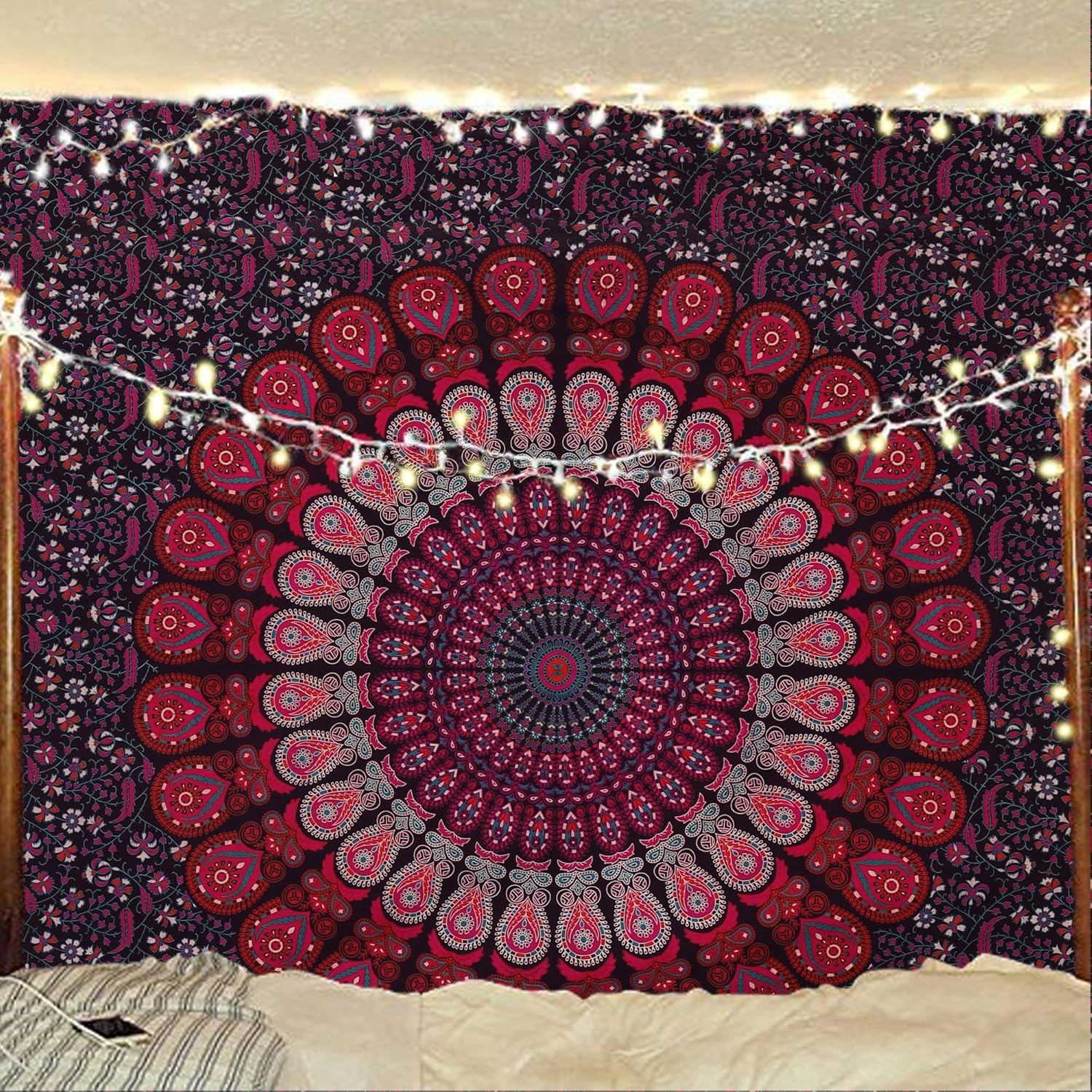 Bless International Handmade Indian hippie Bohemian Psychedelic Peacock Mandala...