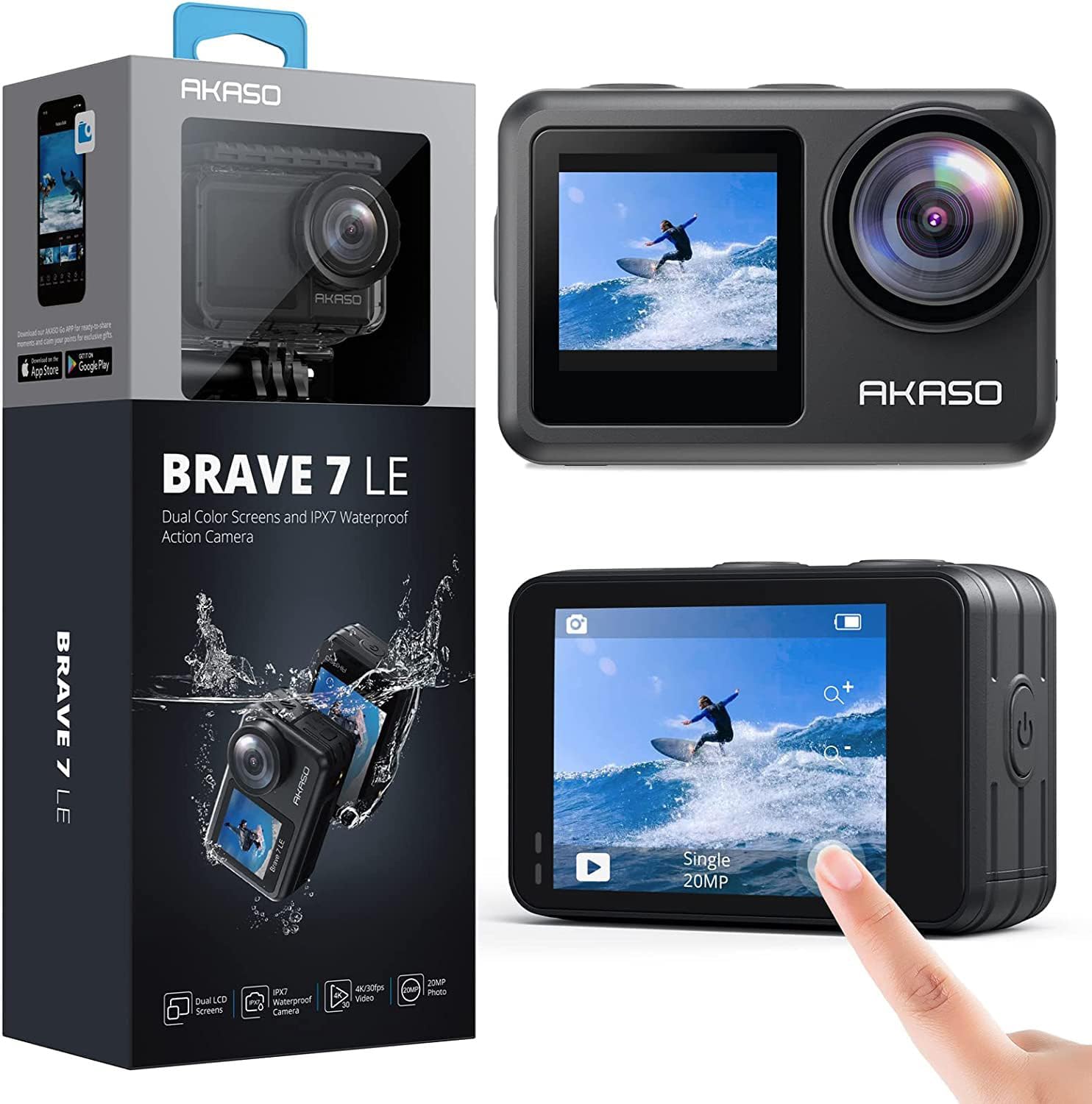 AKASO Brave 7 LE Action Camera, 40M Waterproof Underwater Camera EIS 2.0 Native...