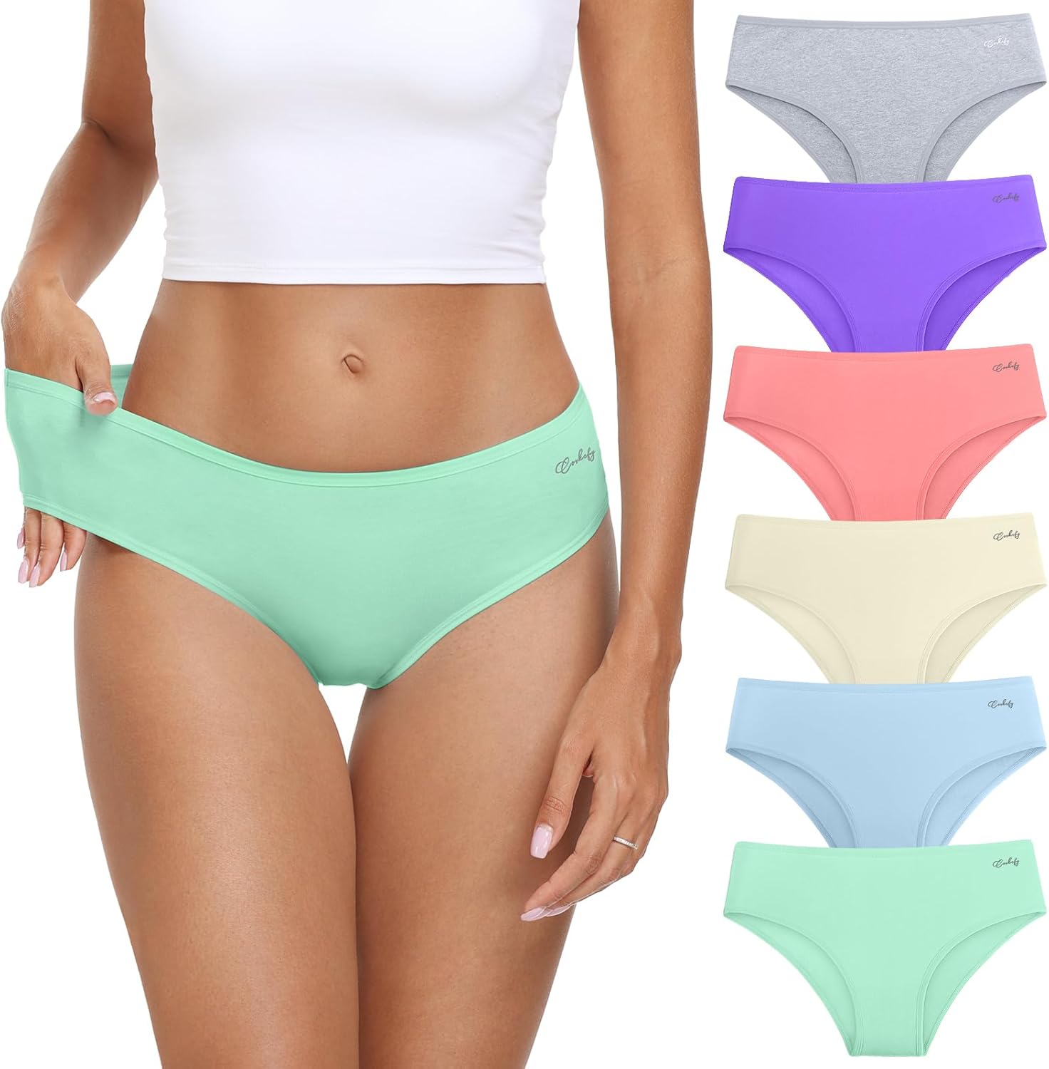 coskefy Women's Underwear Cotton Hipster Panties Low Rise Briefs Soft Strench Br...