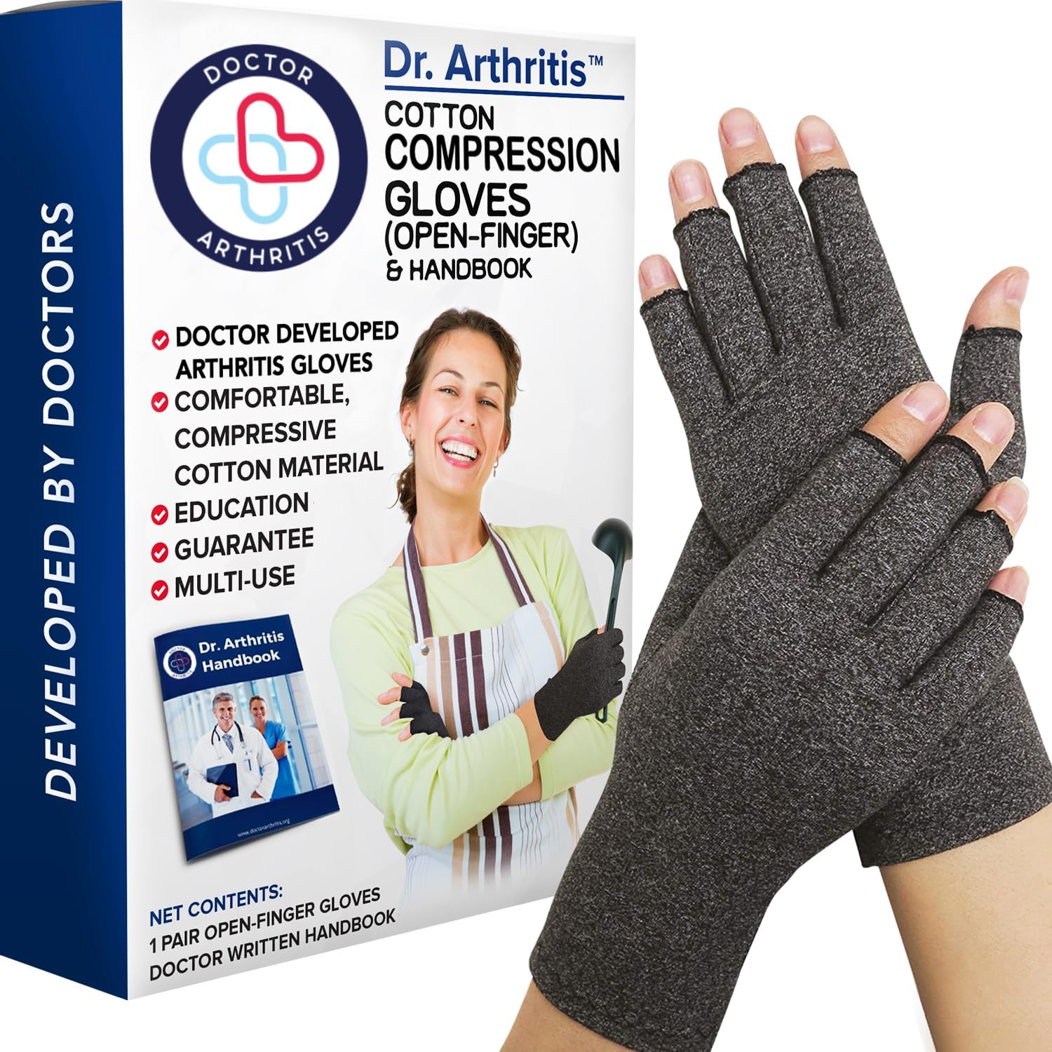 Doctor Developed Compression Gloves for Women and Men, Open-Finger Arthritis Glo...