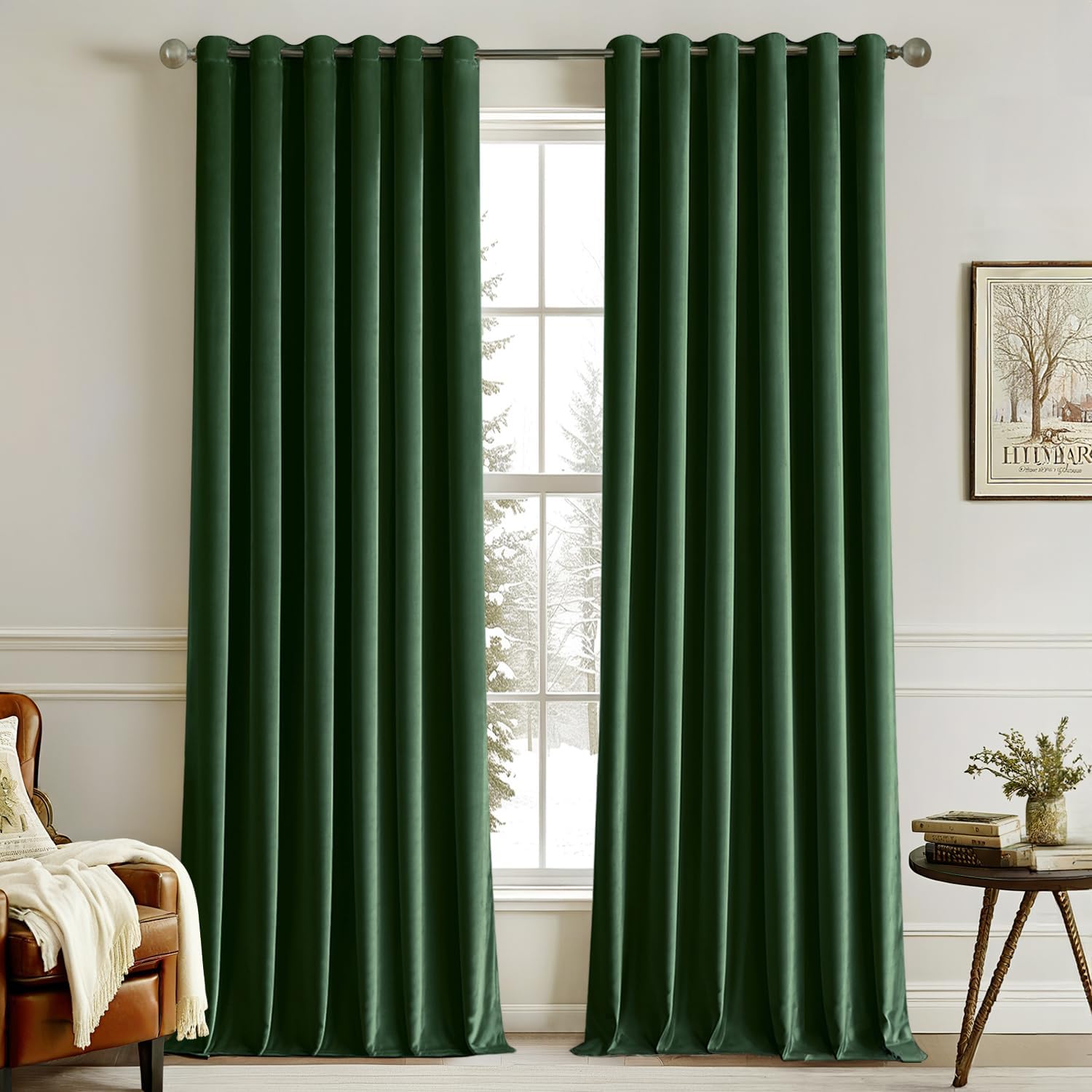 MIULEE Velvet Curtains Terracotta Elegant Eyelet Curtains Thermal Insulated Soun...