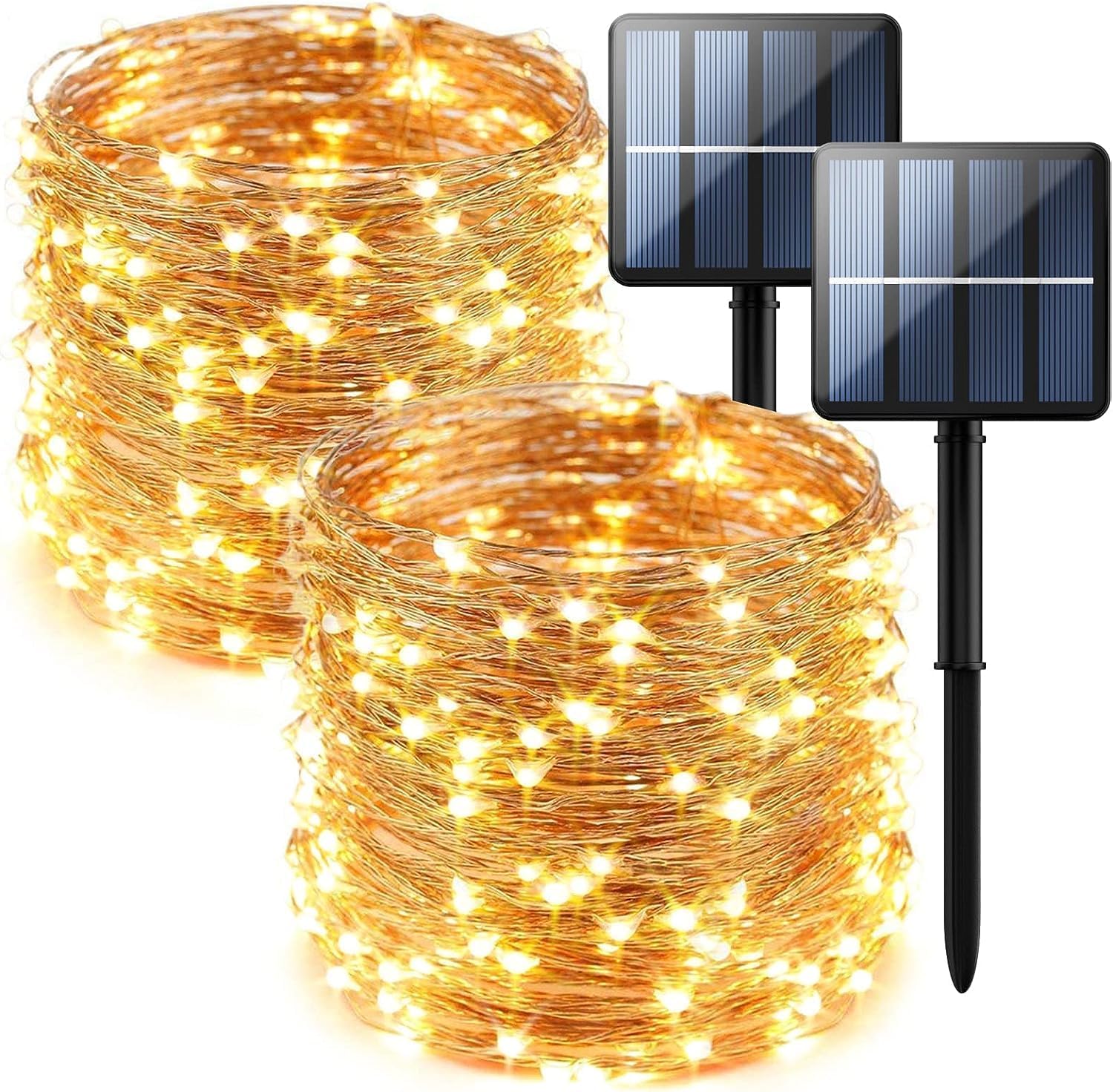 2-Pack 200 LED Solar String Lights for Outside,Solar Fairy Lights for Outside Wa...