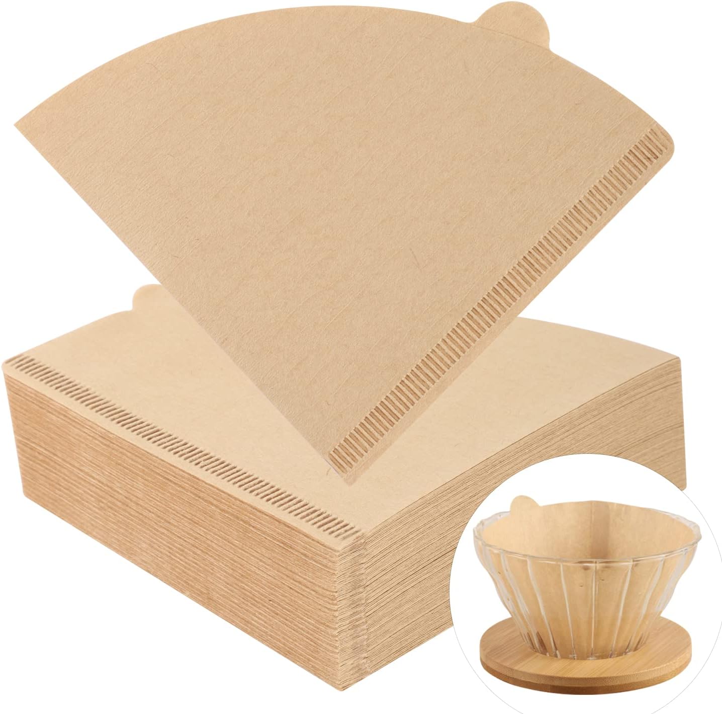 Coffee Filter Papers 140 Pcs Unbleached Compatible with Size 02 Filter Papers Co...