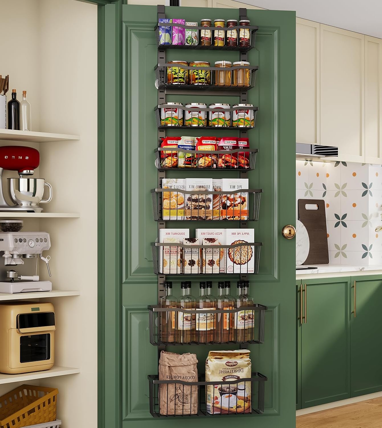 Over The Door Organizer，8-Tier Over The Door Pantry Organizer with Adjustable B...