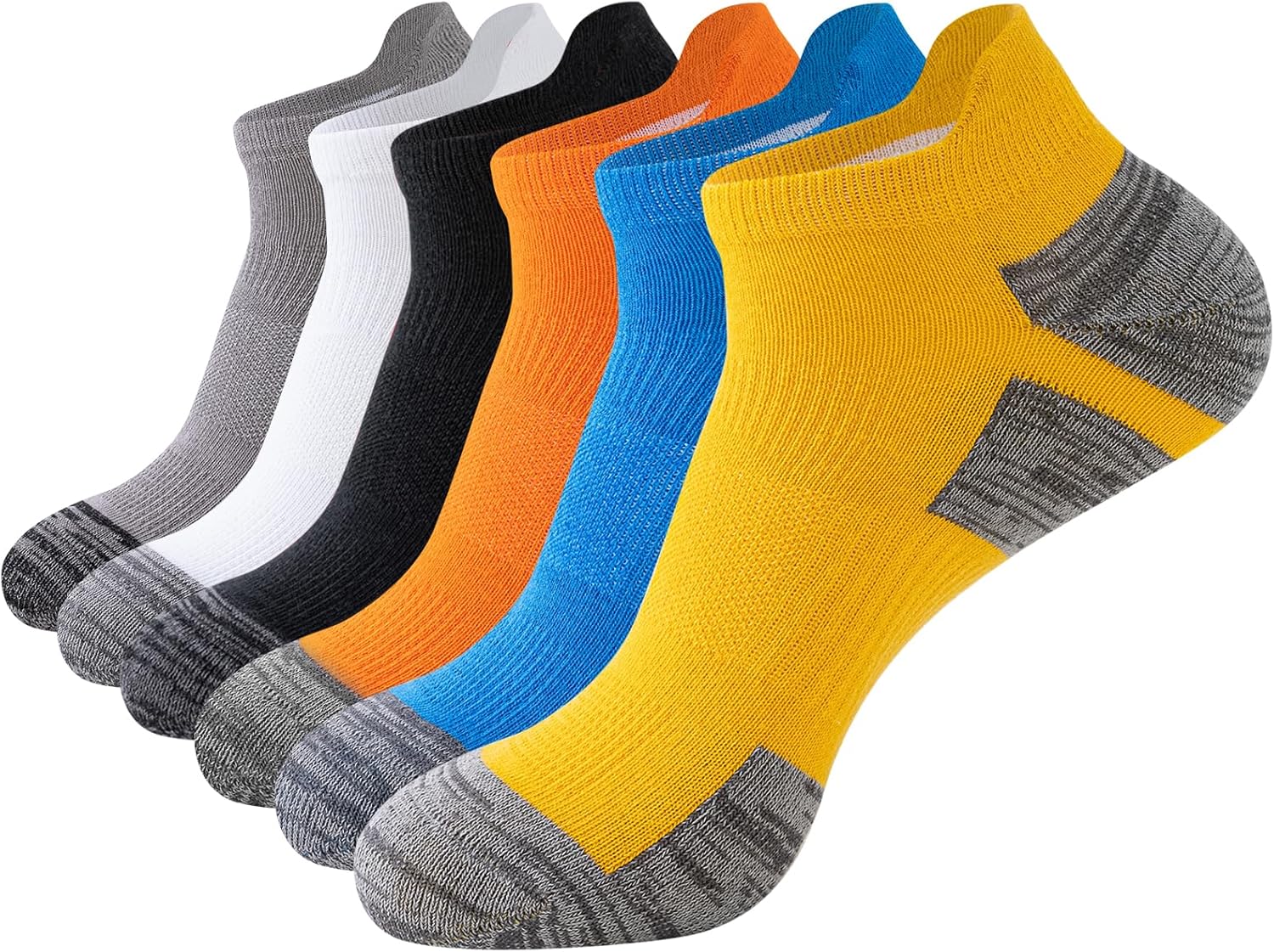 SockWaddles Trainer Socks for Men, 6 Pairs Cushioned Running Socks with Arch Sup...