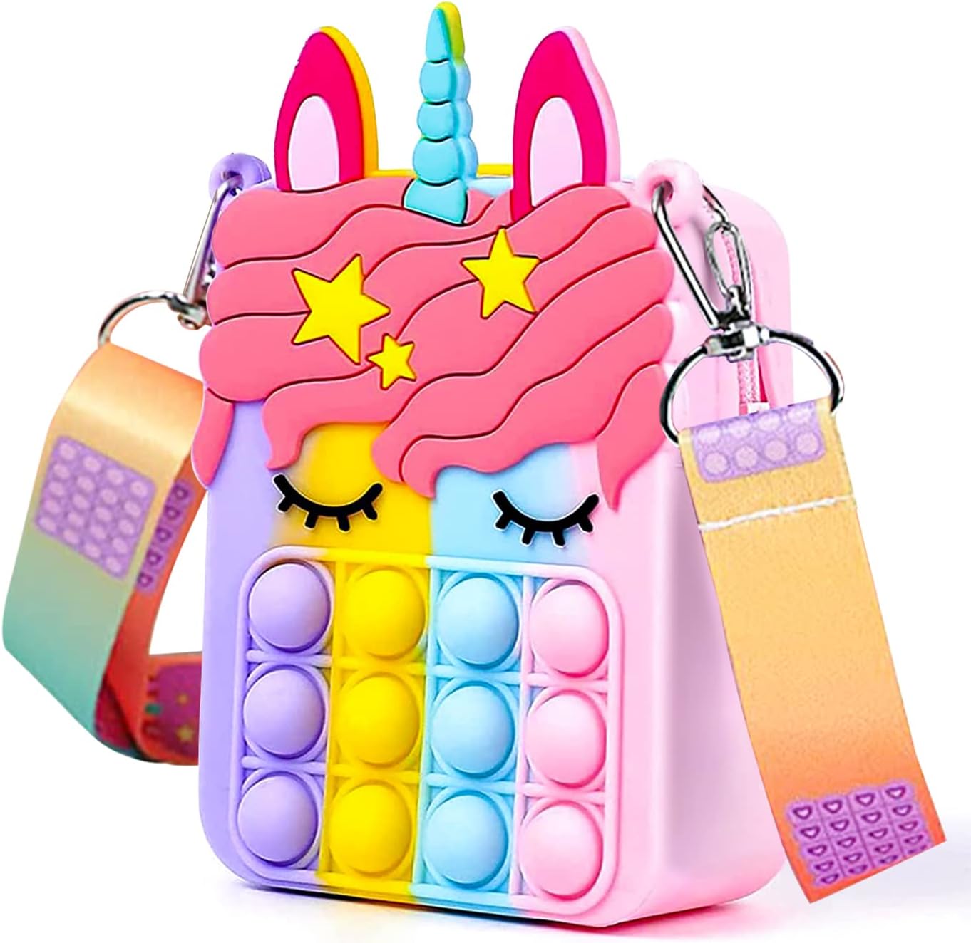 hirsrian Pop Fidget Bag Toy, Rainbow Fashion Shoul...