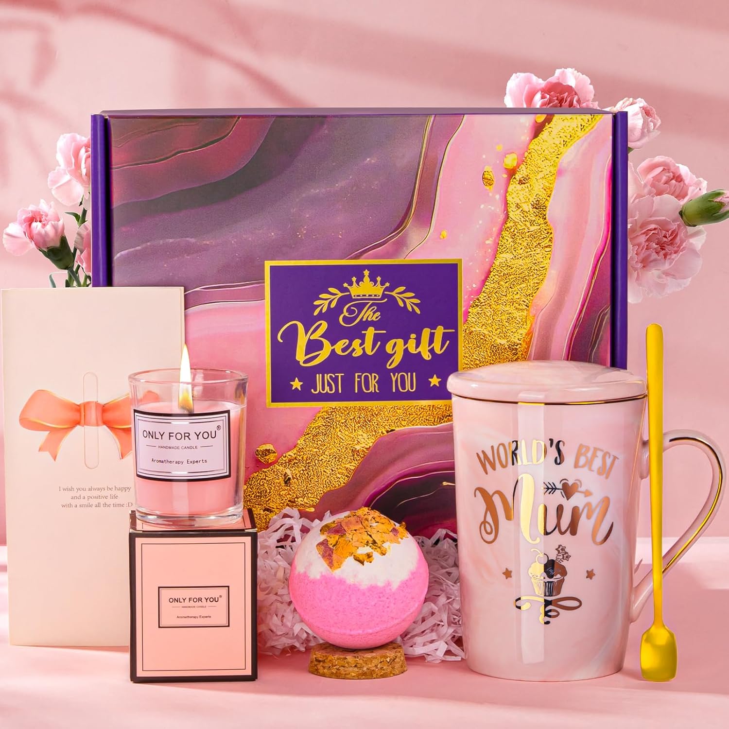 Biching Mothers Day Gifts, Birthday Gifts Hamper Basket for Mum, World's Best Mu...