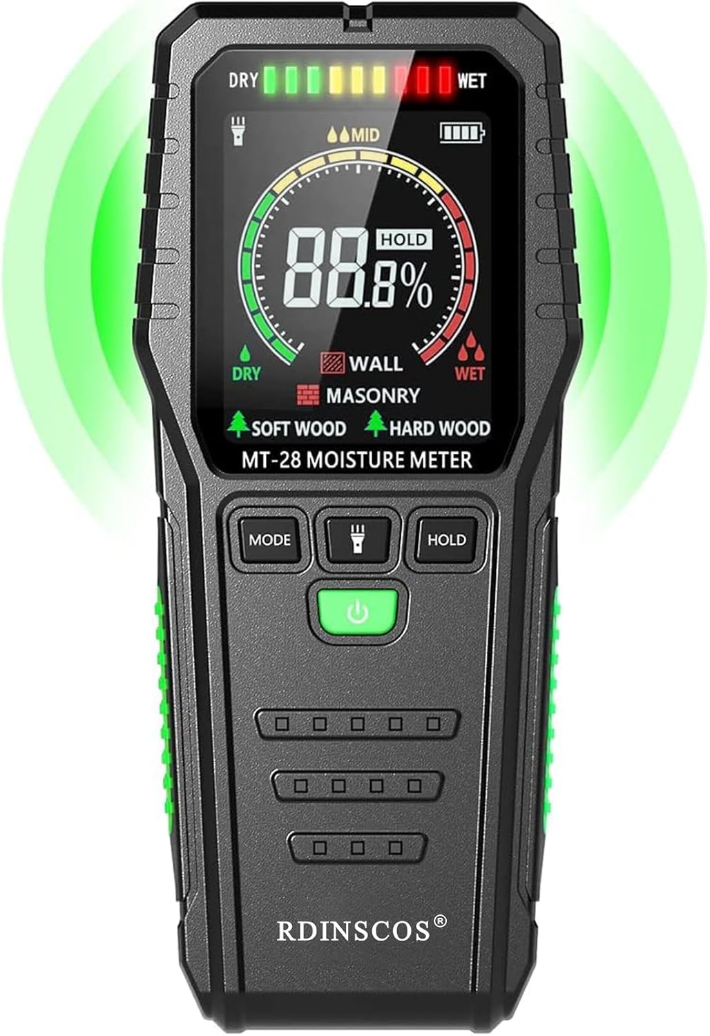 RDINSCOS Pinless Moisture Meter Non-Invasive Damp Meter Wood Moisture Detector f...