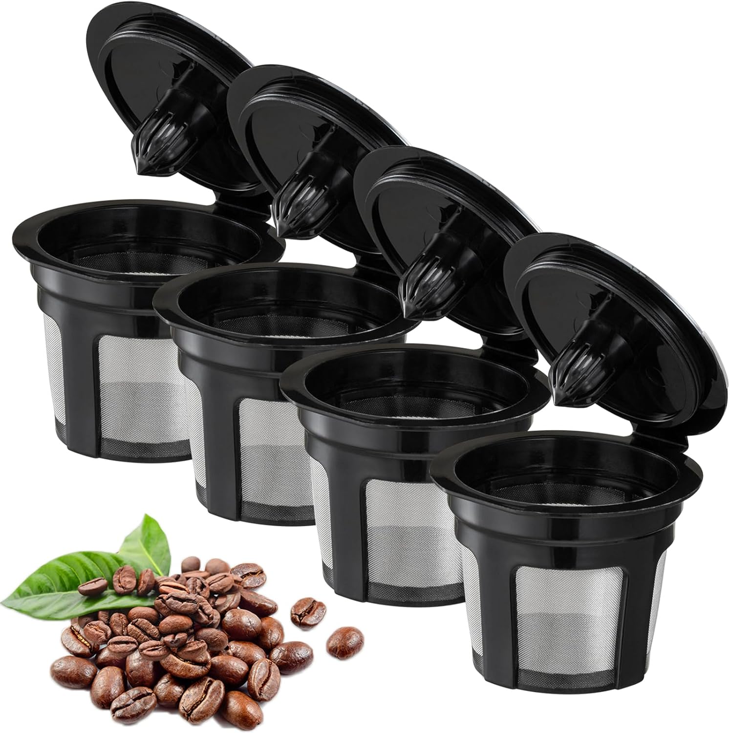 Reusable K Cups, 4 Pack Universal Fit Reusable Coffee Filters with Food Grade St...