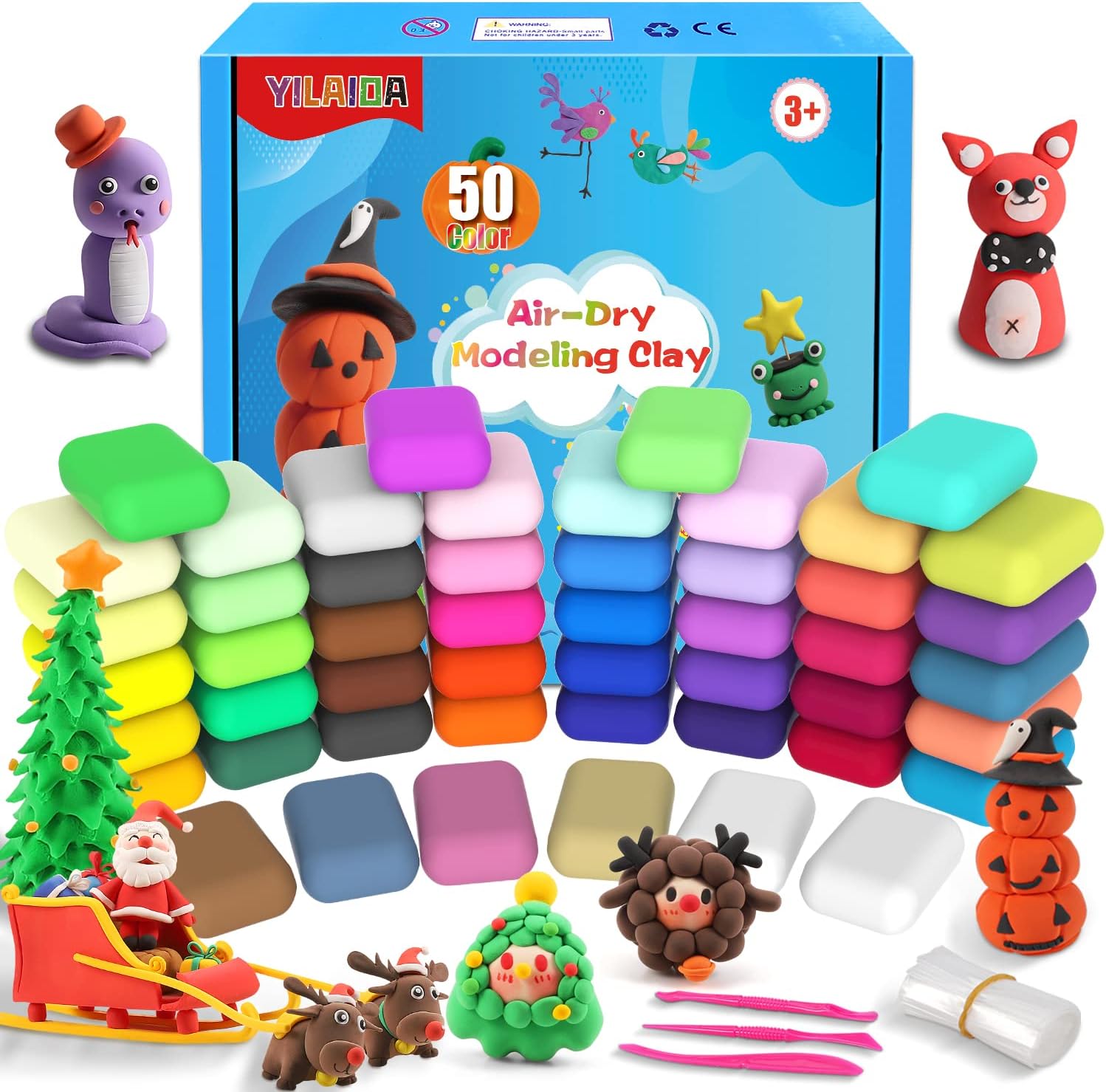 Air Dry Clay, 50 Colors Magic Modelling Clay, Safe...
