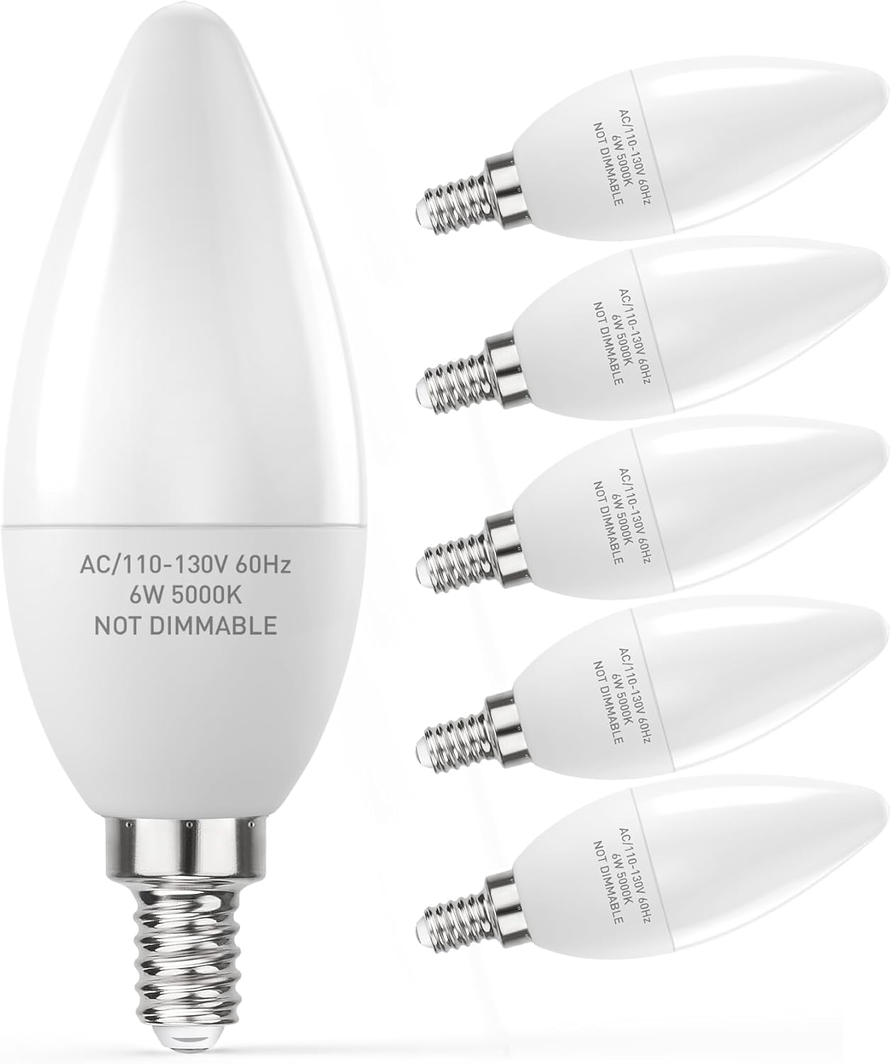 PARTPHONER E12 LED Light Bulbs B11 Candelabra Bulbs 60W Equivalent, Non-Dimmable...