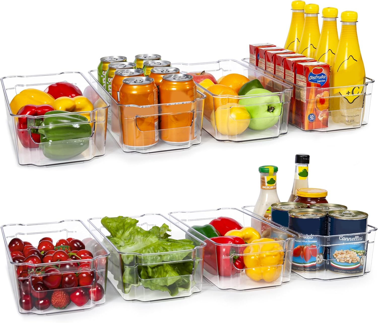HOOJO Refrigerator Organizers and Storage - 8pcs Clear Plastic Bins For Fridge,...