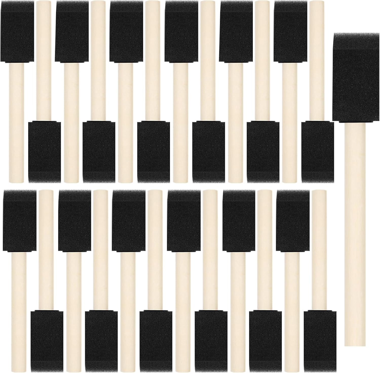 40 Pcs Foam Brush,1” Foam Paint Brushes, Wood Handle Sponge Paint Brush, Foam Br...