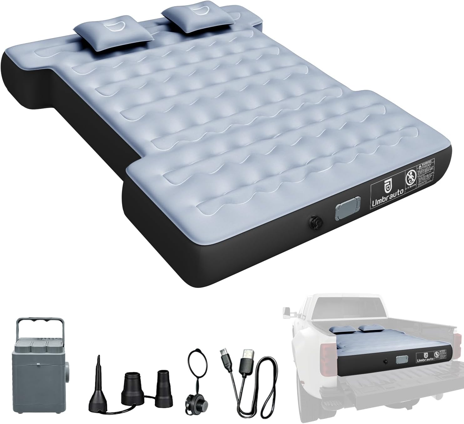 Umbrauto Camping Air Mattress for 6-6.5ft Full Size Truck Bed with Rechargeable...