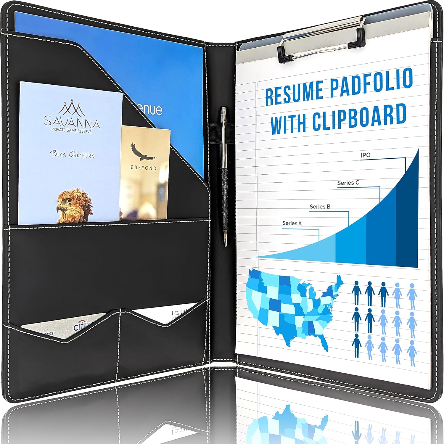 STYLIO Padfolio Folder with Removable Clipboard | Portfolio Organizer | Binder w...