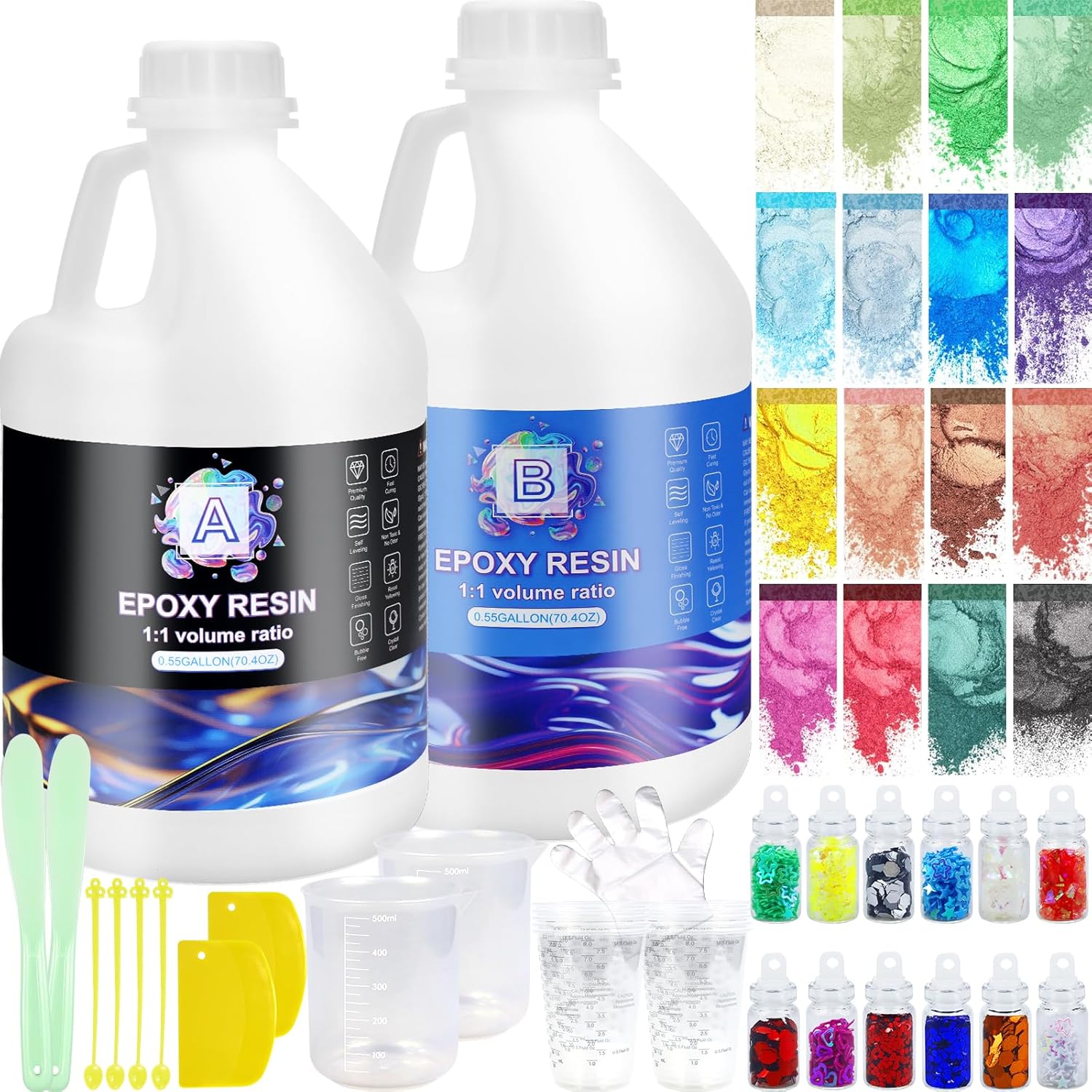 Ghguole Epoxy Resin Kits-4.15 L/1.1 Gallon Crystal Clear Epoxy Resin&Hardener fo...