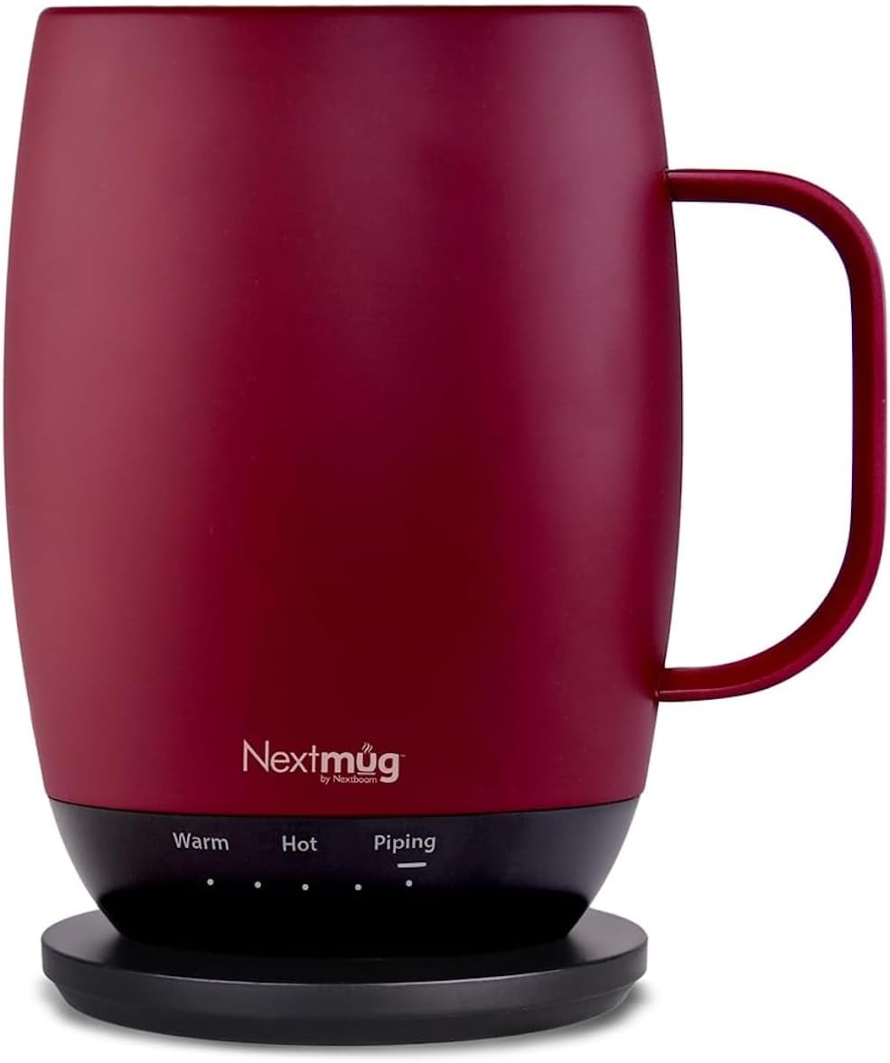 Nextmug Plus - Temperature-Controlled, Self-Heating Coffee Mug (Burgundy - 18 oz...