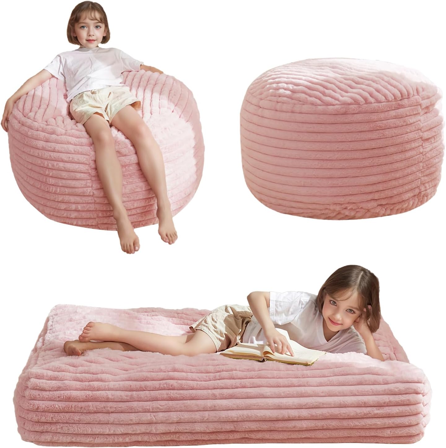 MAXYOYO Kids Bean Bag Chair Bed, Convertible Children Bean Chair to Floor Mattre...