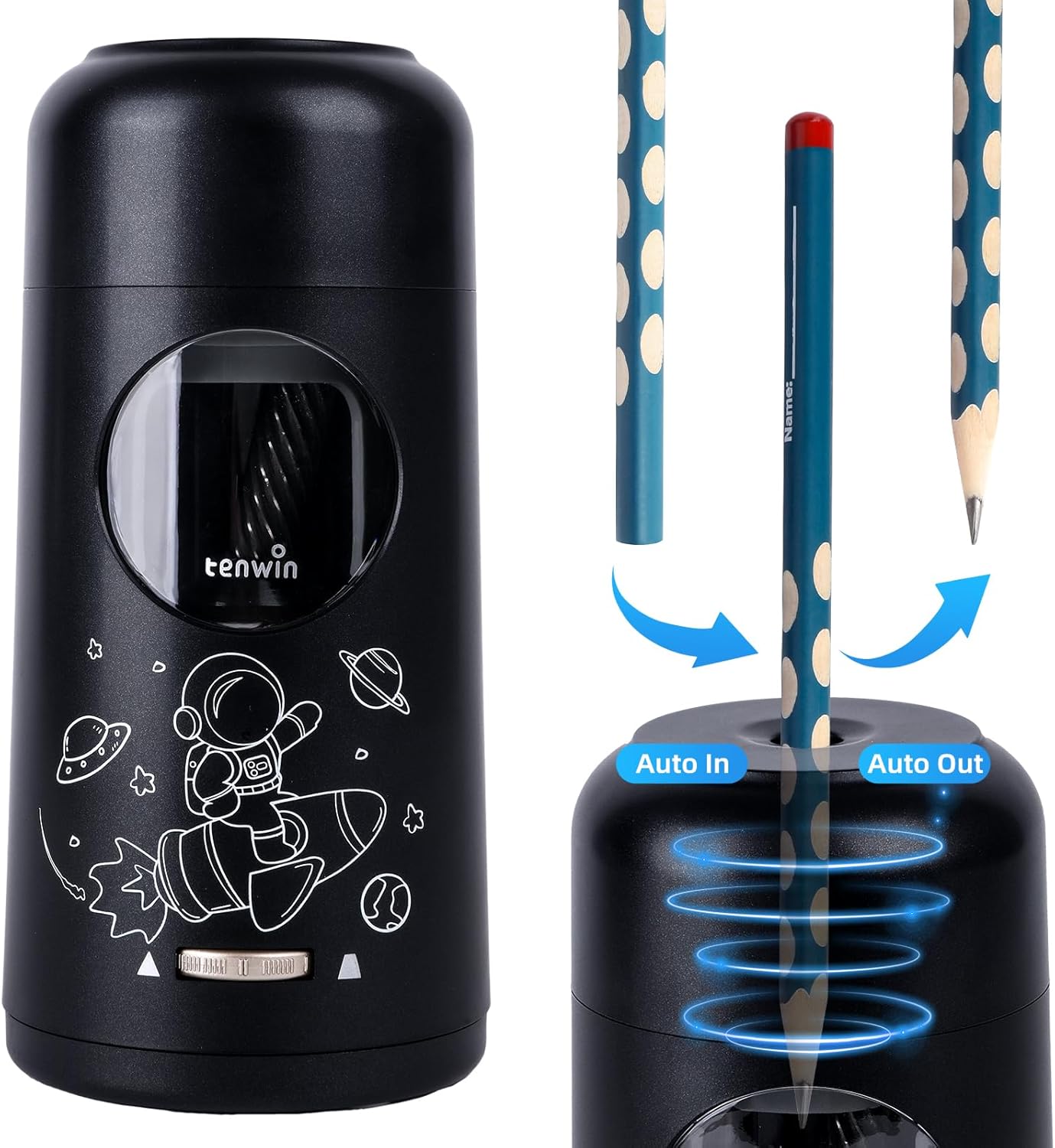 tenwin Fully Automatic Electric Pencil Sharpener, Rechargeable Pencil Sharpener...
