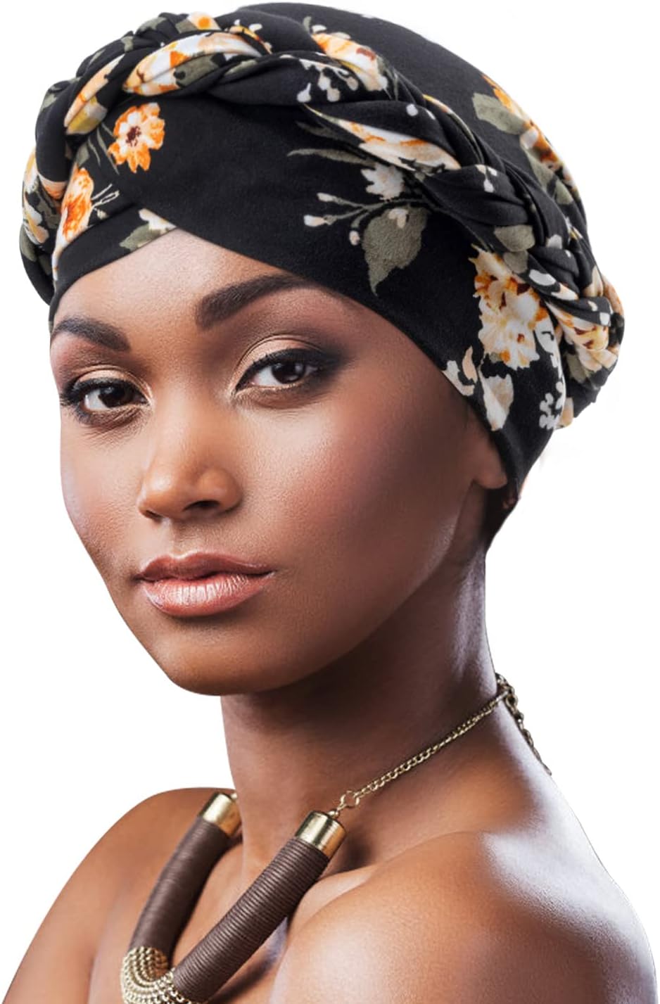 DRESHOW Women Turban Pre-Tied Twisted Braid Hair Cover Wrap Hat African Beanie H...