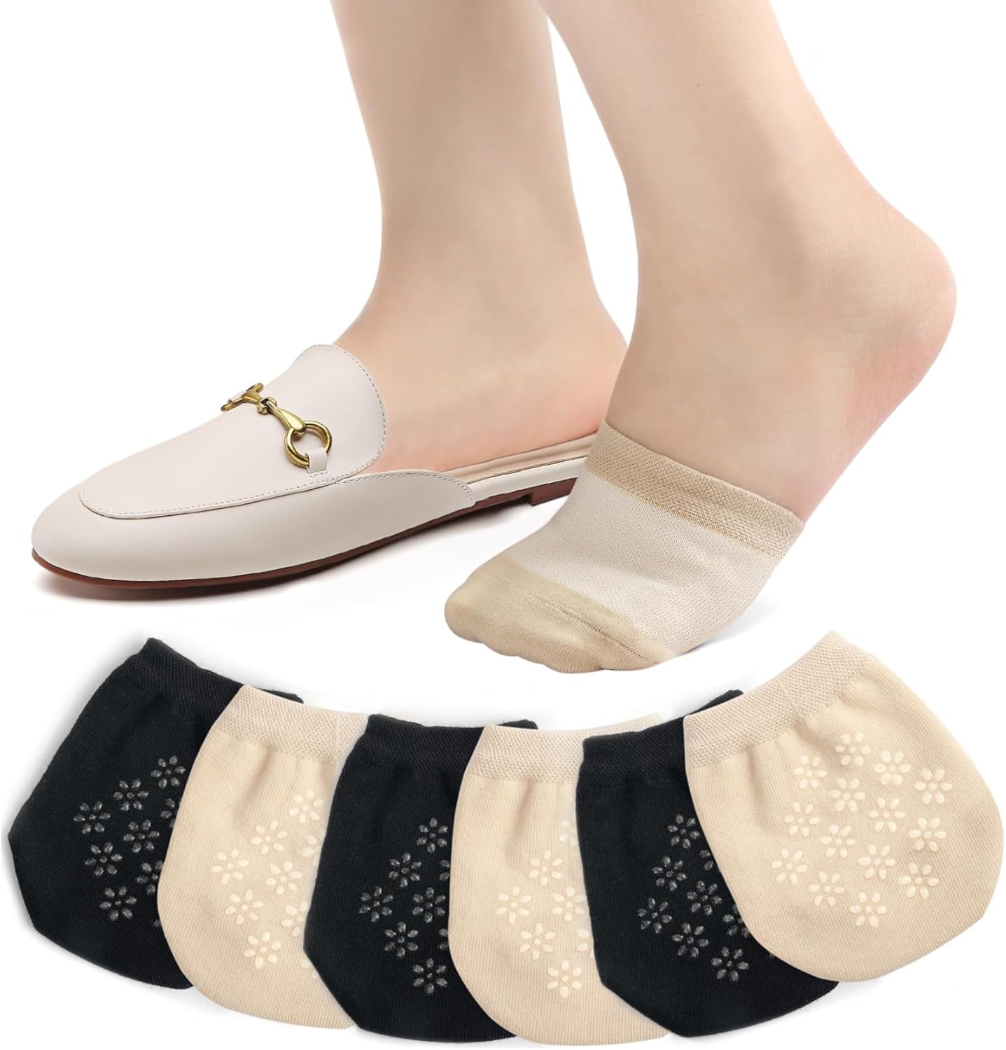 Women's Toe Socks for Mules, Half Socks for Women Toe Toppers Liner No Show Toe...