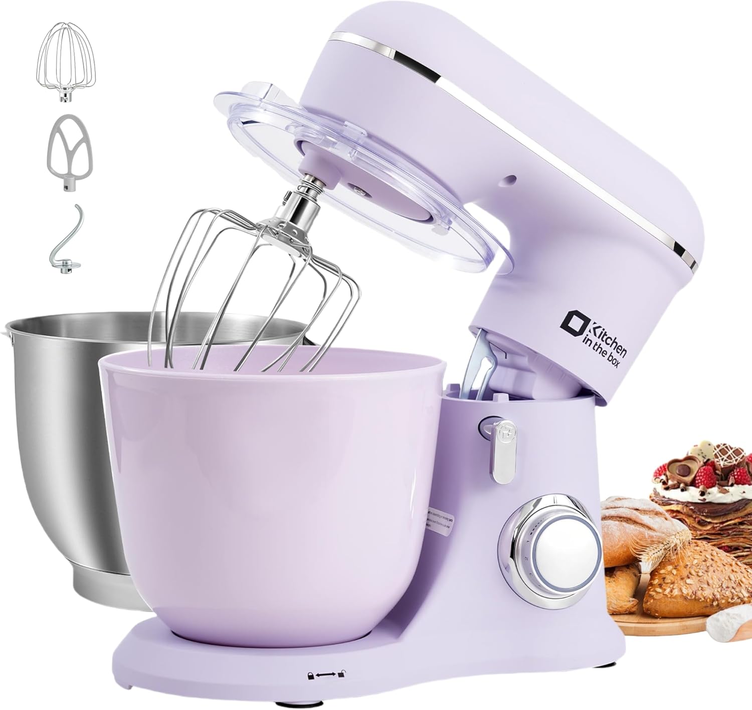 Kitchen in the box Stand Mixer, 4.5L+5L Two Bowls Food Mixer for Baking, 10 Spee...