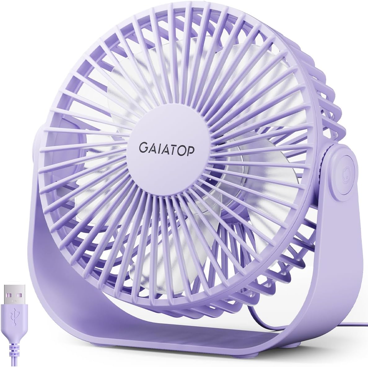 Gaiatop USB Desk Fan, 3 Speeds Strong Airflow, 5.5 Inch Portable 90° Rotate Quie...