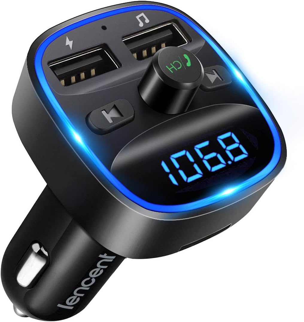 LENCENT FM Transmitter Car Bluetooth Adapter, Wireless Radio Music Adapter Car K...