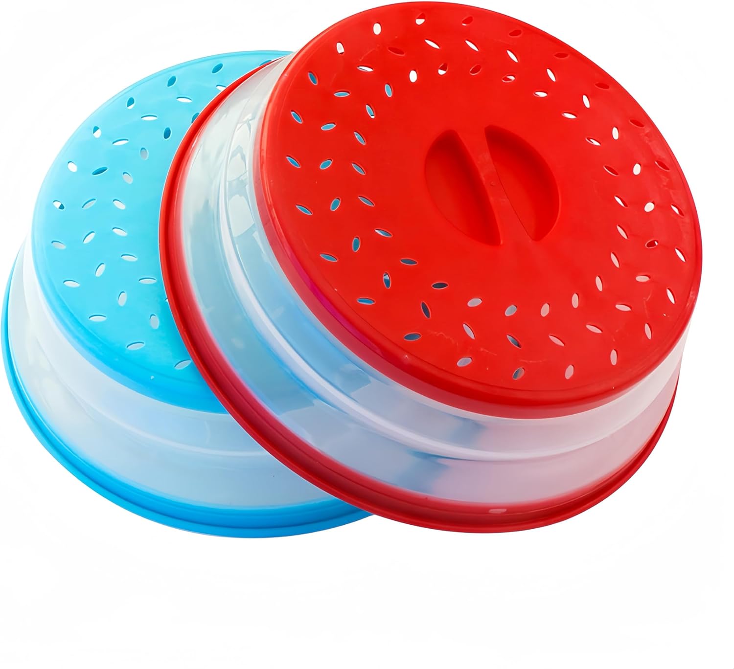 2Pack Collapsible Microwave Food Cover BPA free TPR, 10.5inch, round with grip h...