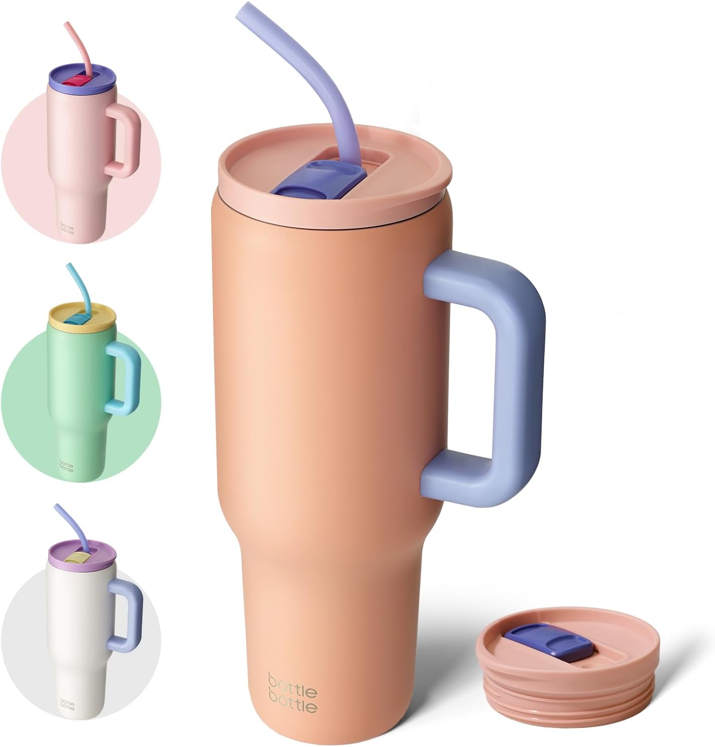 BOTTLE BOTTLE 40 oz Tumbler with Handle and Straw,Stainless Steel Vacuum Travel...