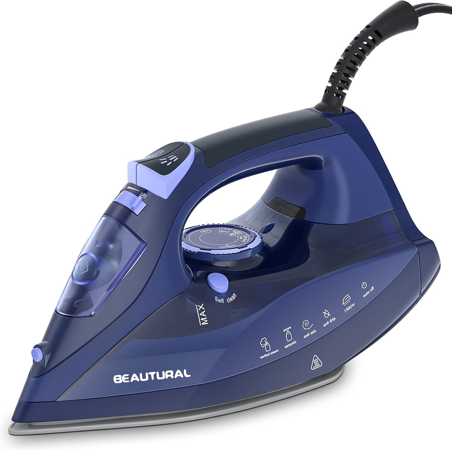 BEAUTURAL Steam Iron for Clothes with Precision Thermostat Dial, Ceramic Coated...