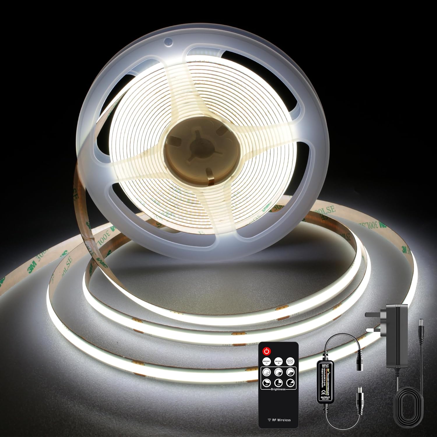 TTWAY COB LED Strip Lights, Dimmable LED Strip Kit 6000K, Super Bright 24V LED T...