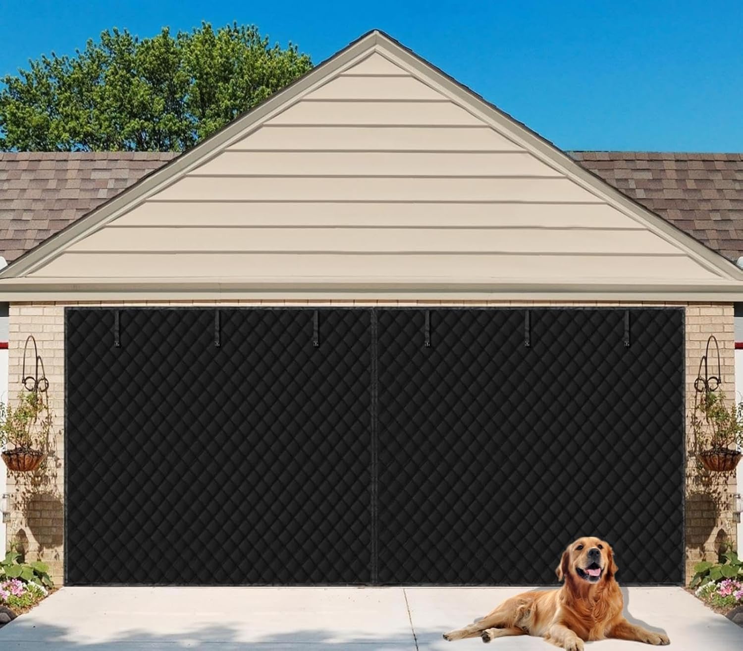 Eapele Garage Door Screen for Winter 16×7 FT, Garage Door Insulation Kit, Magnet...