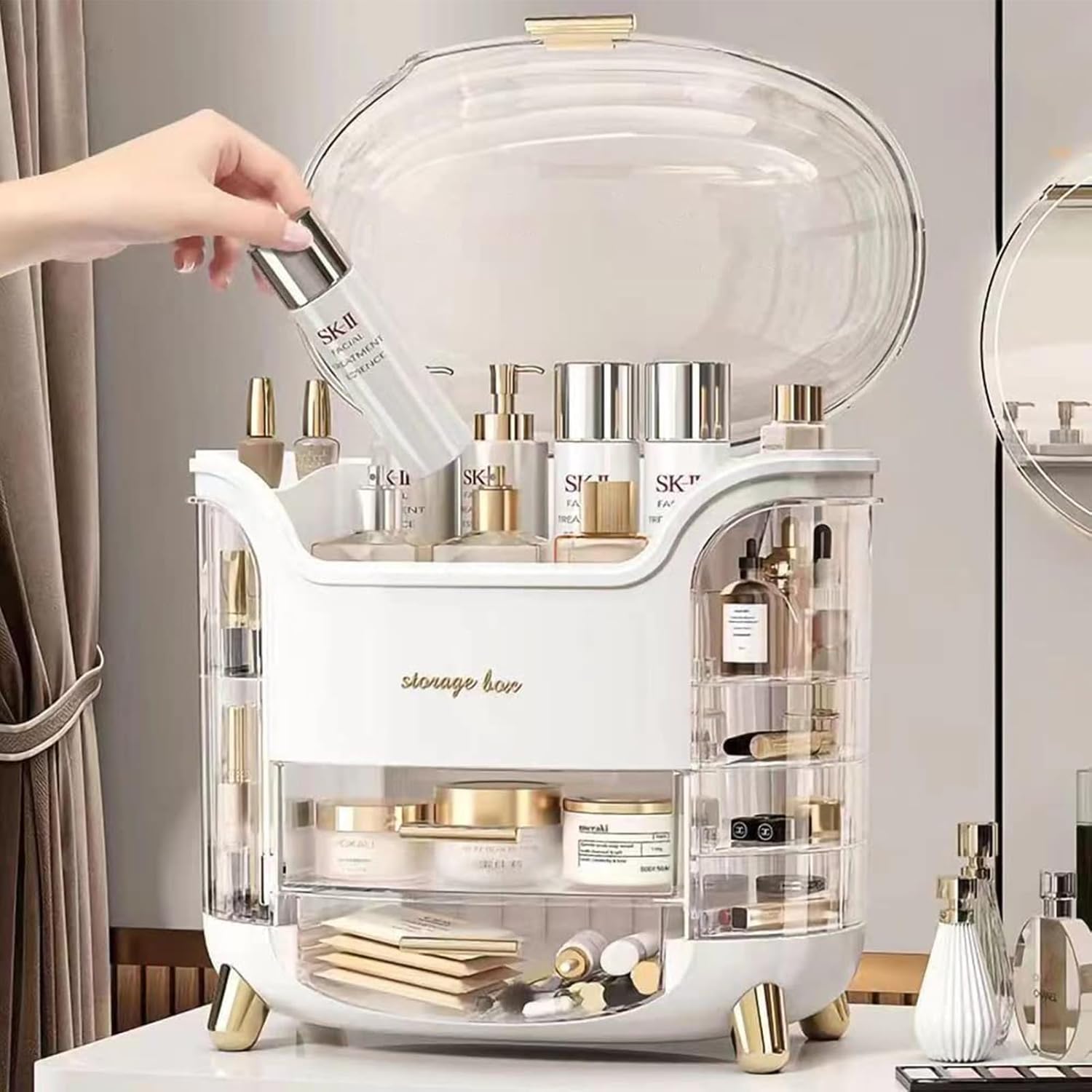 LZDMY Makeup Storage Organiser with Clear Lid, Skincare Organiser Drawers Beauty...