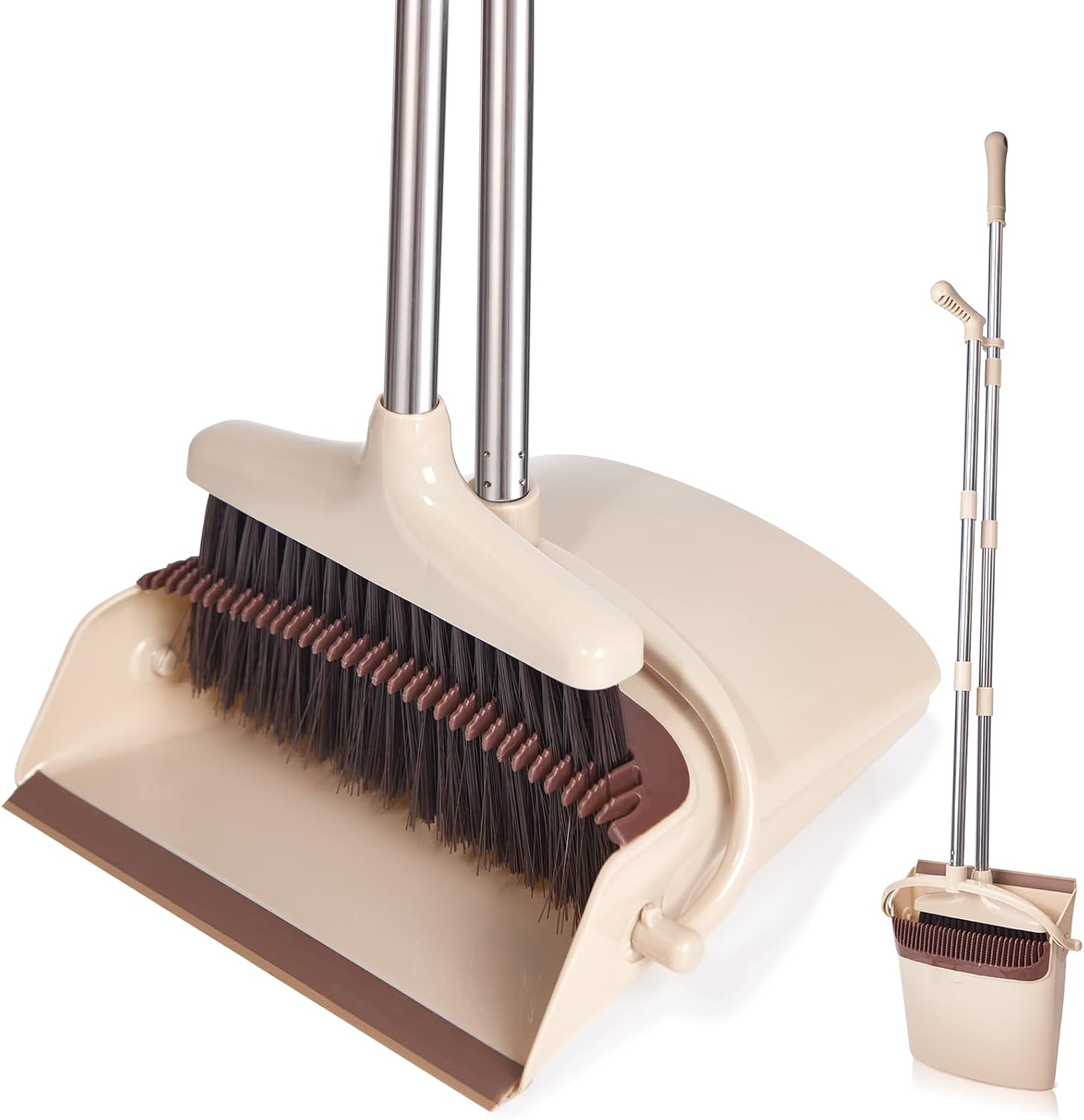 Broom and Dustpan Set with Long Handle, Light Weig...